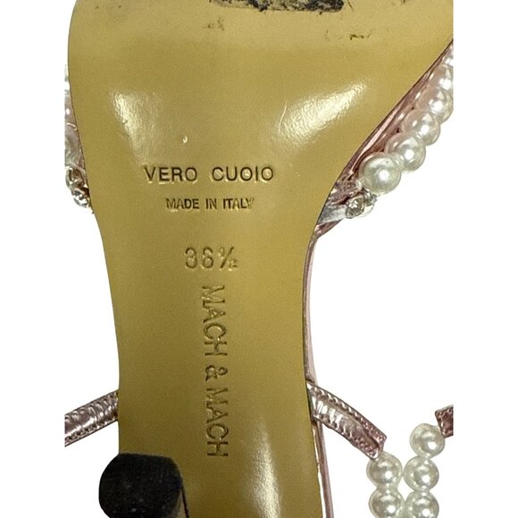 MACH & MACH Diamond of Elizabeth Pumps Women's Pink Pearl Pointed EU 36.5 US 6.5 - Picture 14 of 14